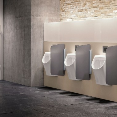 Geberit urinal partitions in Grey Glass
