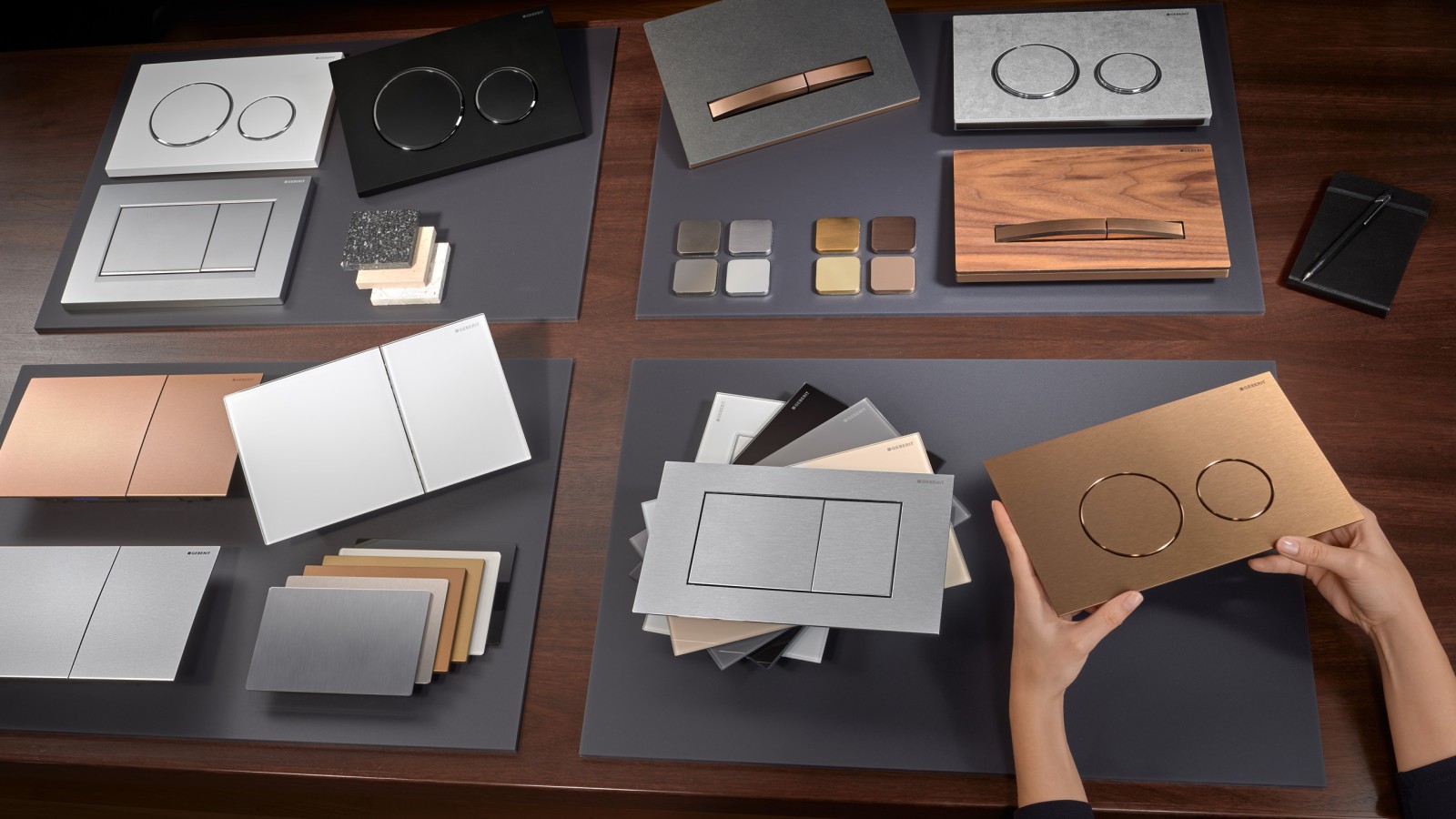 White Geberit Sigma flush plates in various designs White Geberit Sigma flush plates in various designs