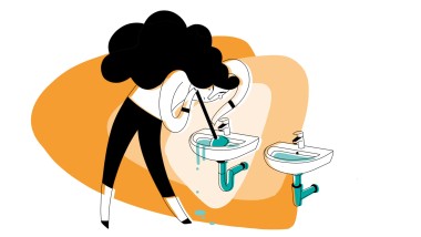 Illustration of the clogged washbasin trap