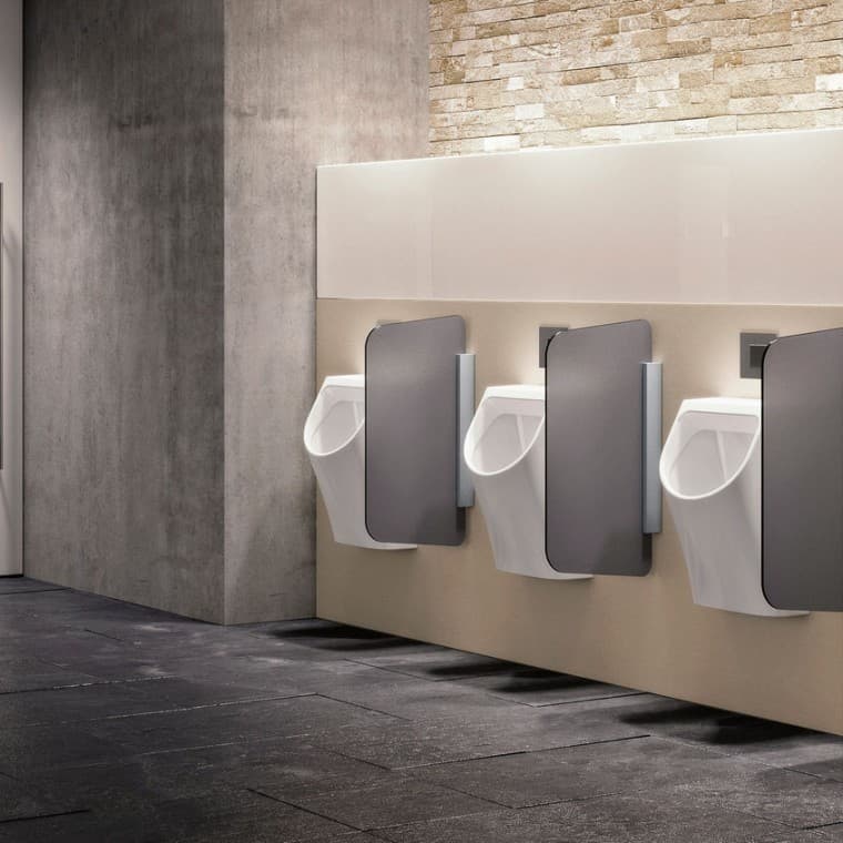 The slim and compact Geberit urinal partition The slim and compact Geberit urinal partition