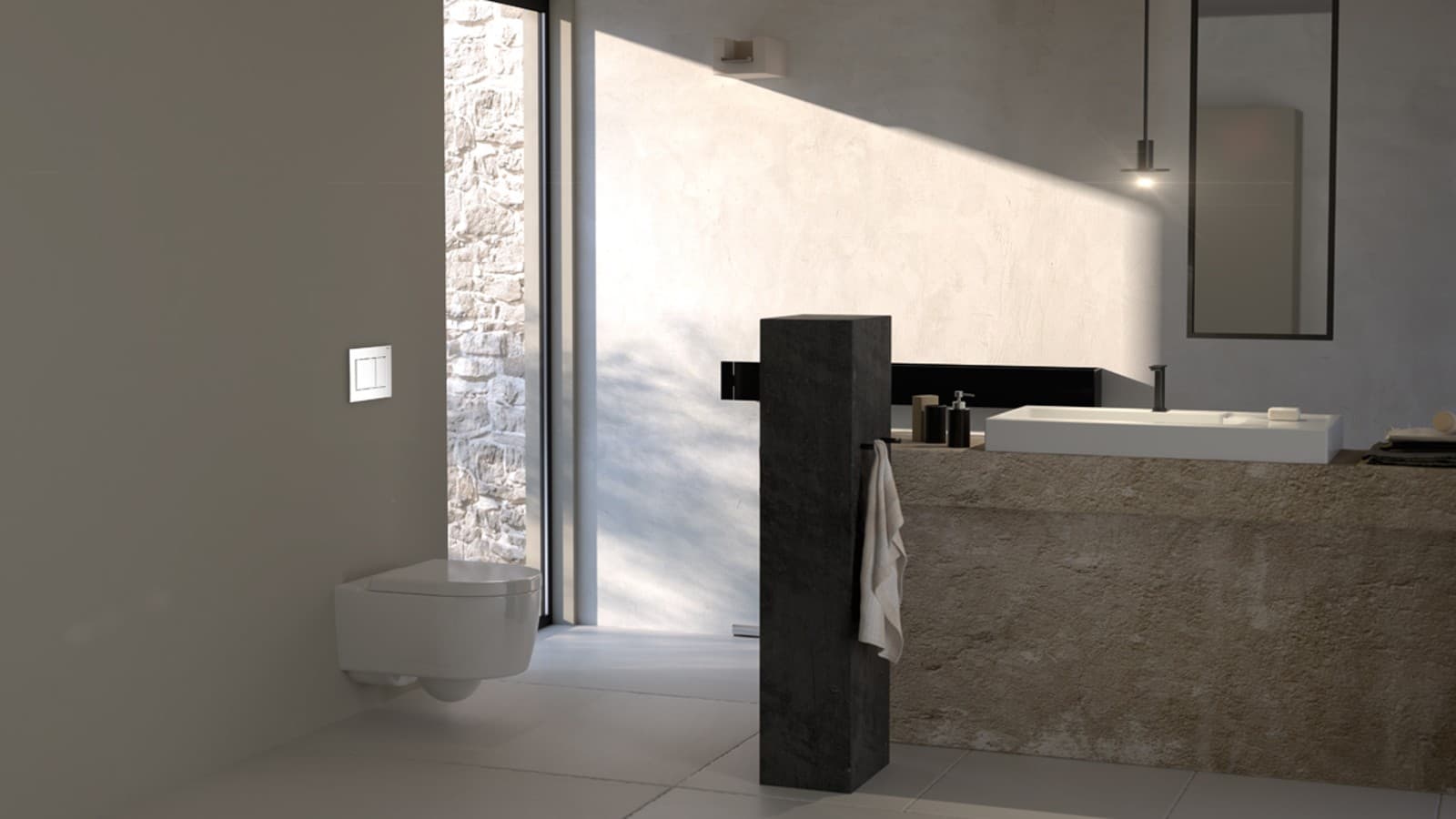 Bathroom with Geberit flush button Sigma30 Bathroom with Geberit flush button Sigma30