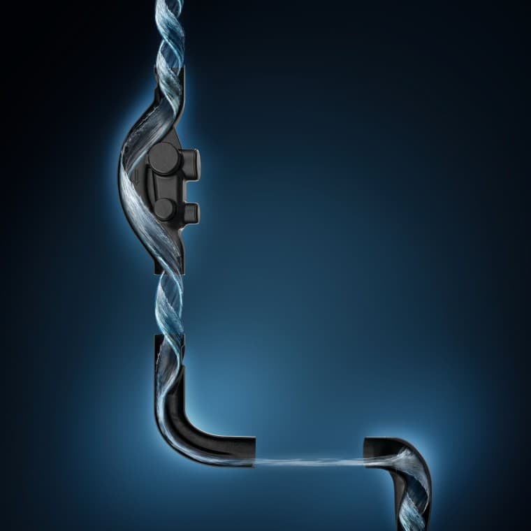 Hydraulically optimised water flow with Geberit SuperTube fittings. Hydraulically optimised water flow with Geberit SuperTube fittings.