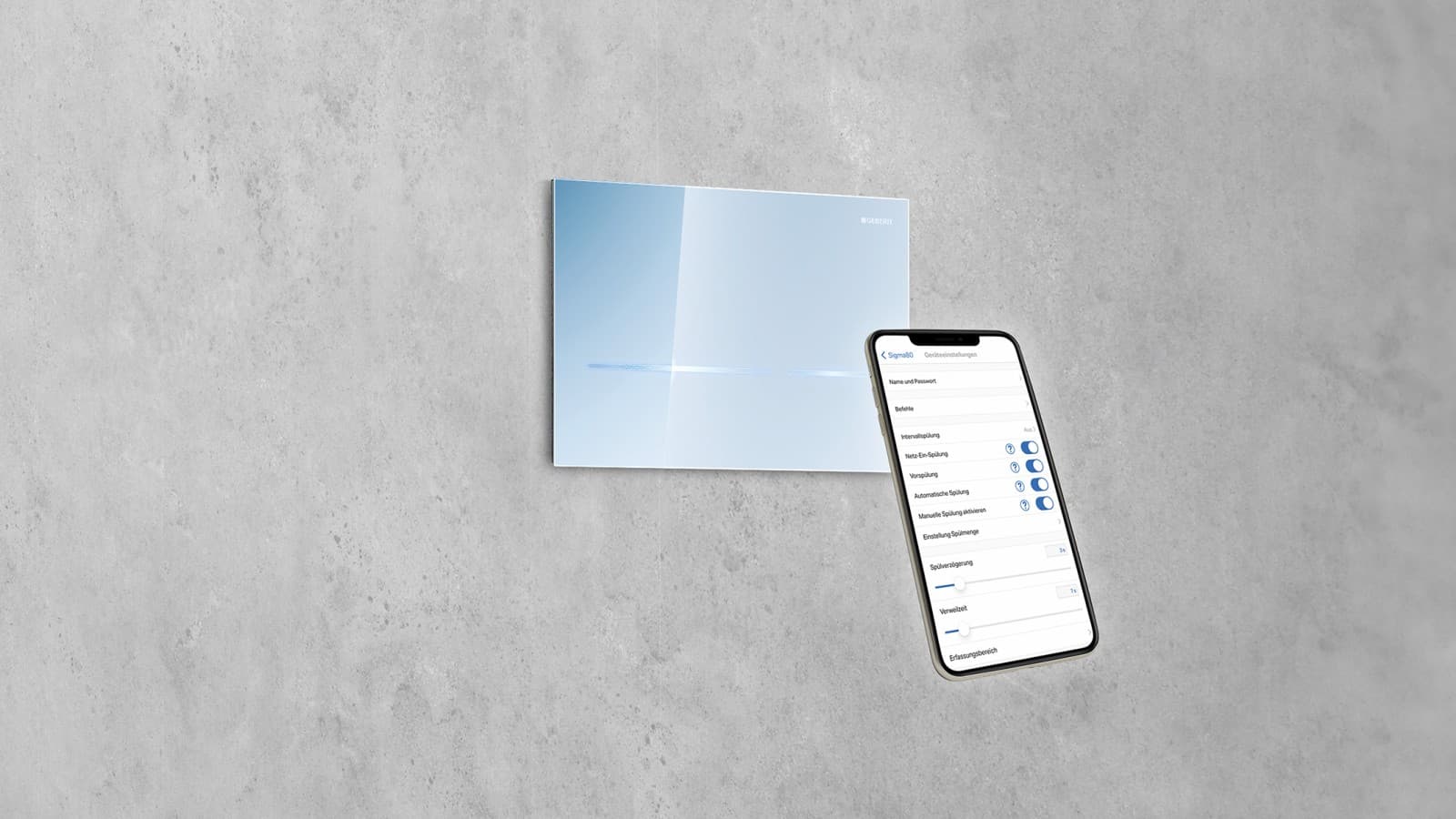Set Geberit Sigma80 flush control with Geberit Control app Set Geberit Sigma80 flush control with Geberit Control app